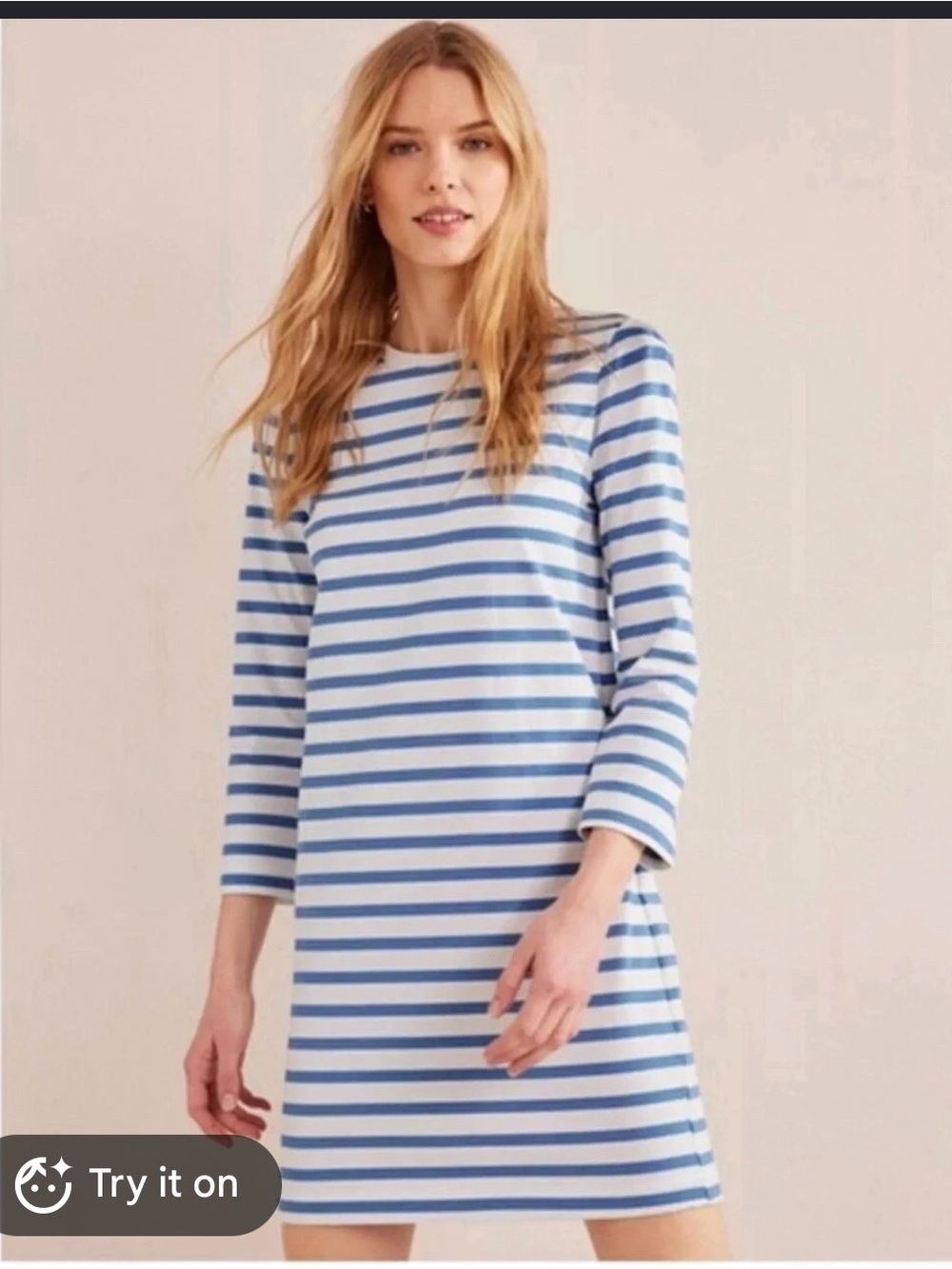 Boden Blue & White Striped Shift Dress - Classic Breton Style
